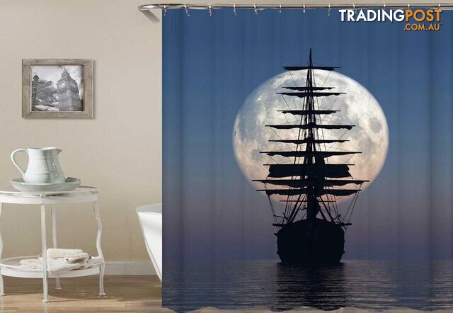 Pirate Ship Over The Moon Shower Curtain - Curtain - 7427046047999