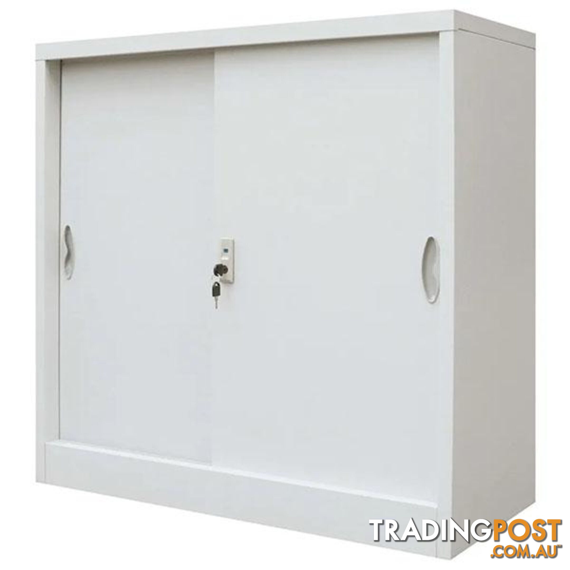 Grey Office Cabinet with Sliding Metal Doors - Unbranded - 9476062103934