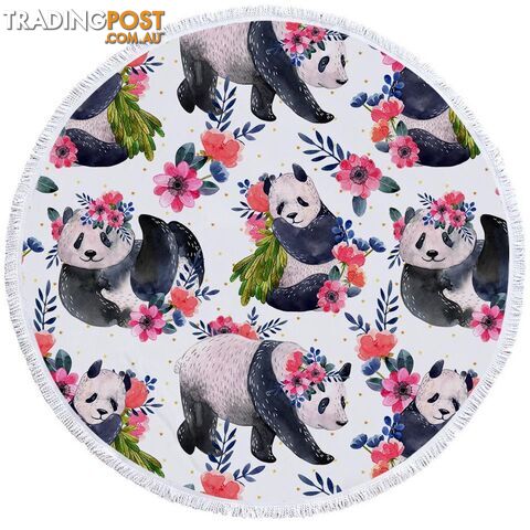 Floral Pandas Beach Towel - Towel - 7427046305853