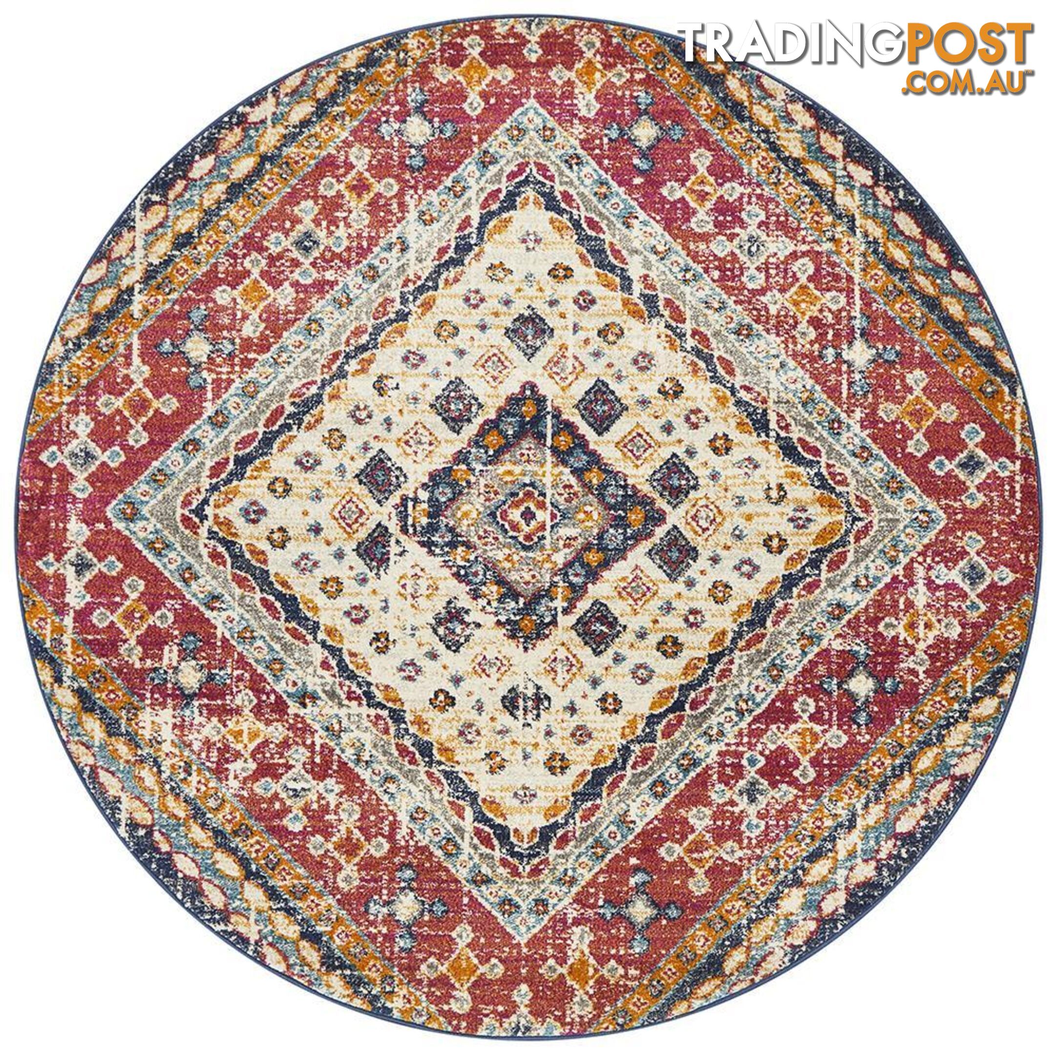 Babylon Round Diamond Multi Coloured Rug - Unbranded - 9375321874601