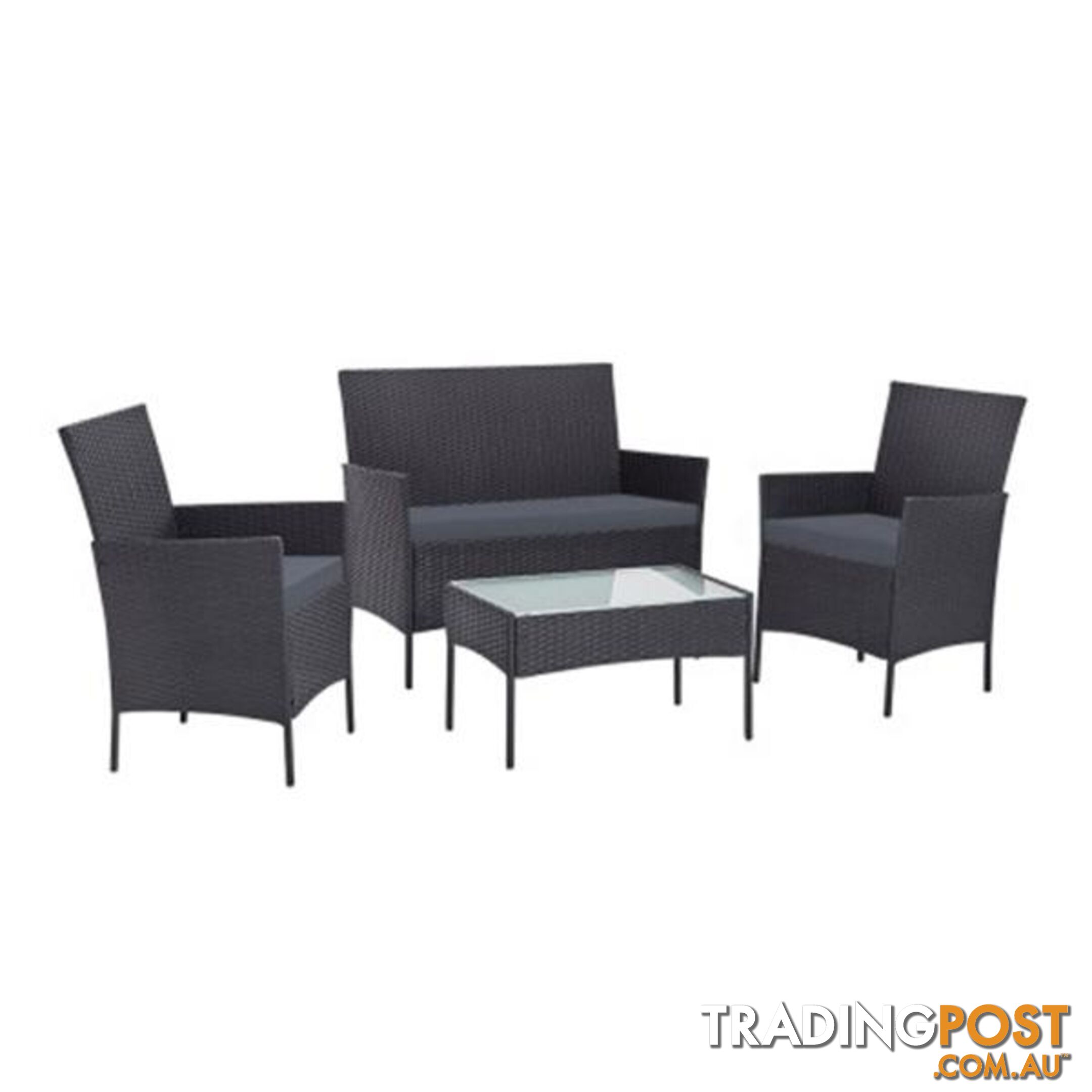 4 Piece Wicker Outdoor Set Dark Grey - Gardeon - 9350062234792