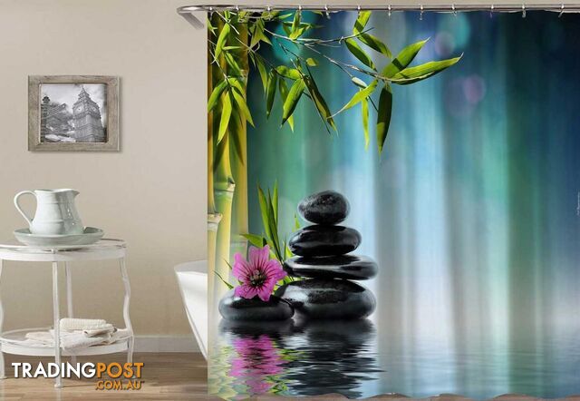 Bamboo Pebbles Spa Shower Curtain - Curtain - 7427046100762