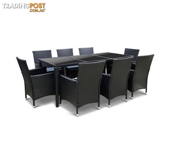 Gardeon 9 Piece Outdoor Dining Set - Black - Gardeon - 9476062053819