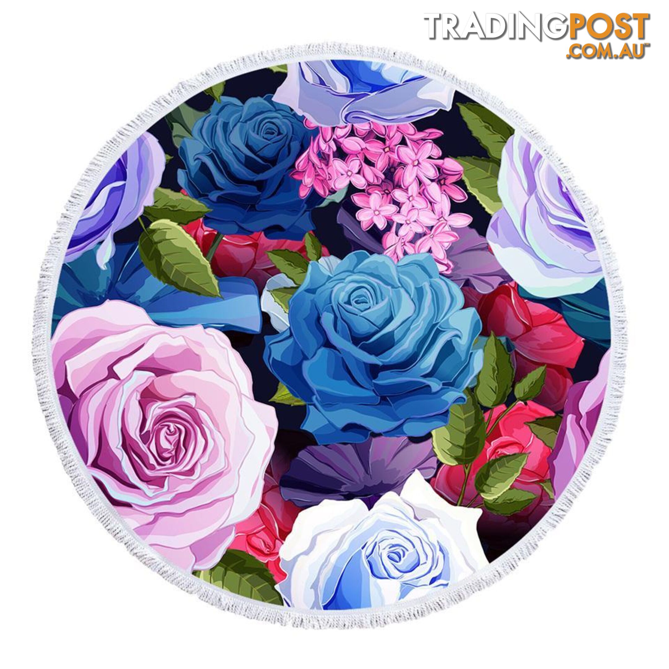 Blue and Purplish Roses Beach Towel - Towel - 7427046341363