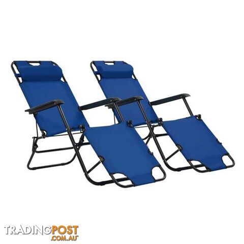 Folding Sun Loungers 2 Pcs With Footrests Steel - Unbranded - 8718475621409