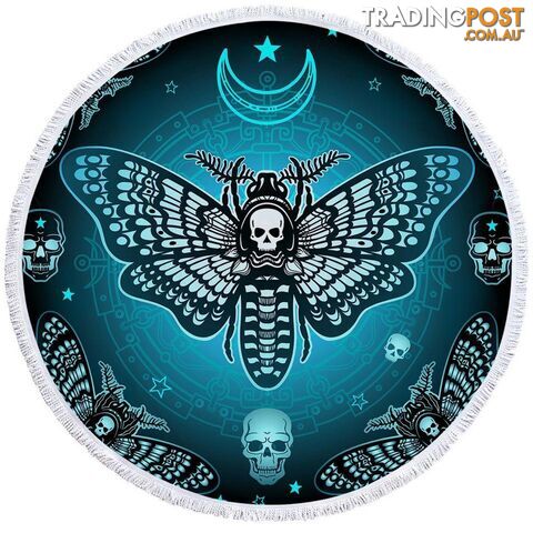 Blue Death Moth Beach Towel - Towel - 7427046321372