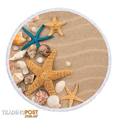 Starfish and Seashells Beach Towel - Towel - 7427046344005