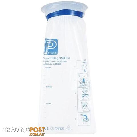 Vomit Bags 1.5L Disposable Twist Seal - Unbranded - 9352827008518