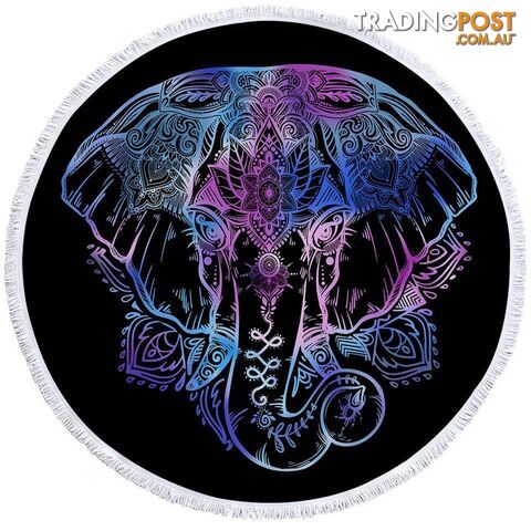 Blue Purple Indian Elephant Beach Towel - Towel - 7427046312370