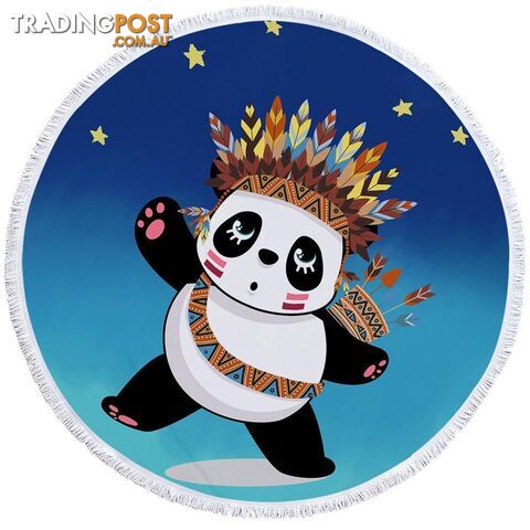 Native American Panda Beach Towel - Towel - 7427046309776