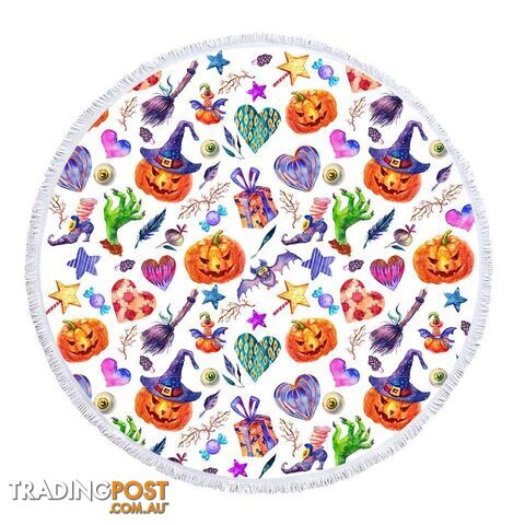 Colorful Halloween Pattern Beach Towel - Towel - 7427046342278