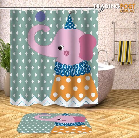 Childish Elephant Character Shower Curtain - Curtain - 7427046034562