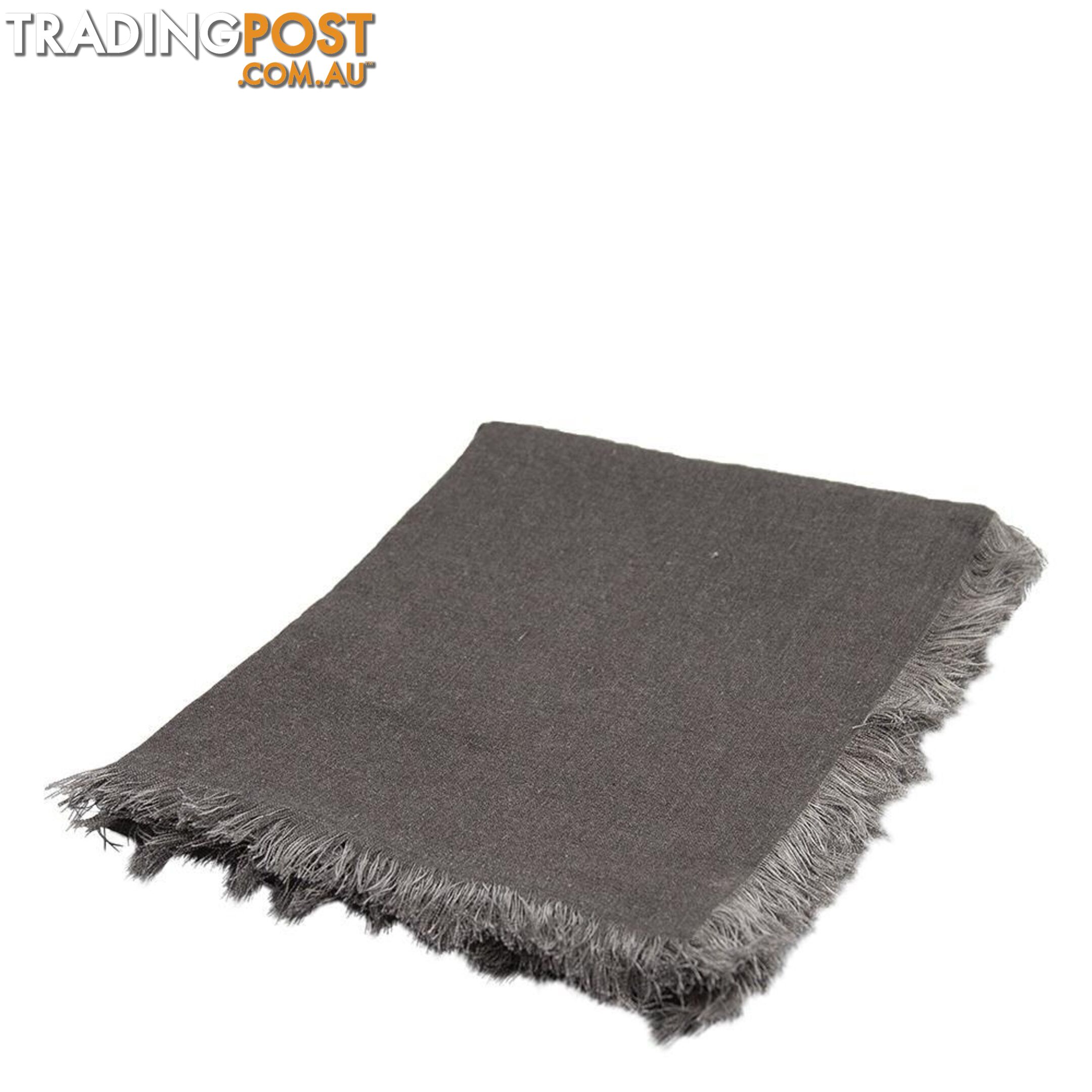 Mercer Linen Throw with fringes 125x150cm Charcoal - Unbranded - 7427046152860