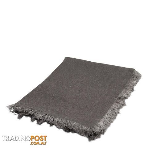 Mercer Linen Throw with fringes 125x150cm Charcoal - Unbranded - 7427046152860