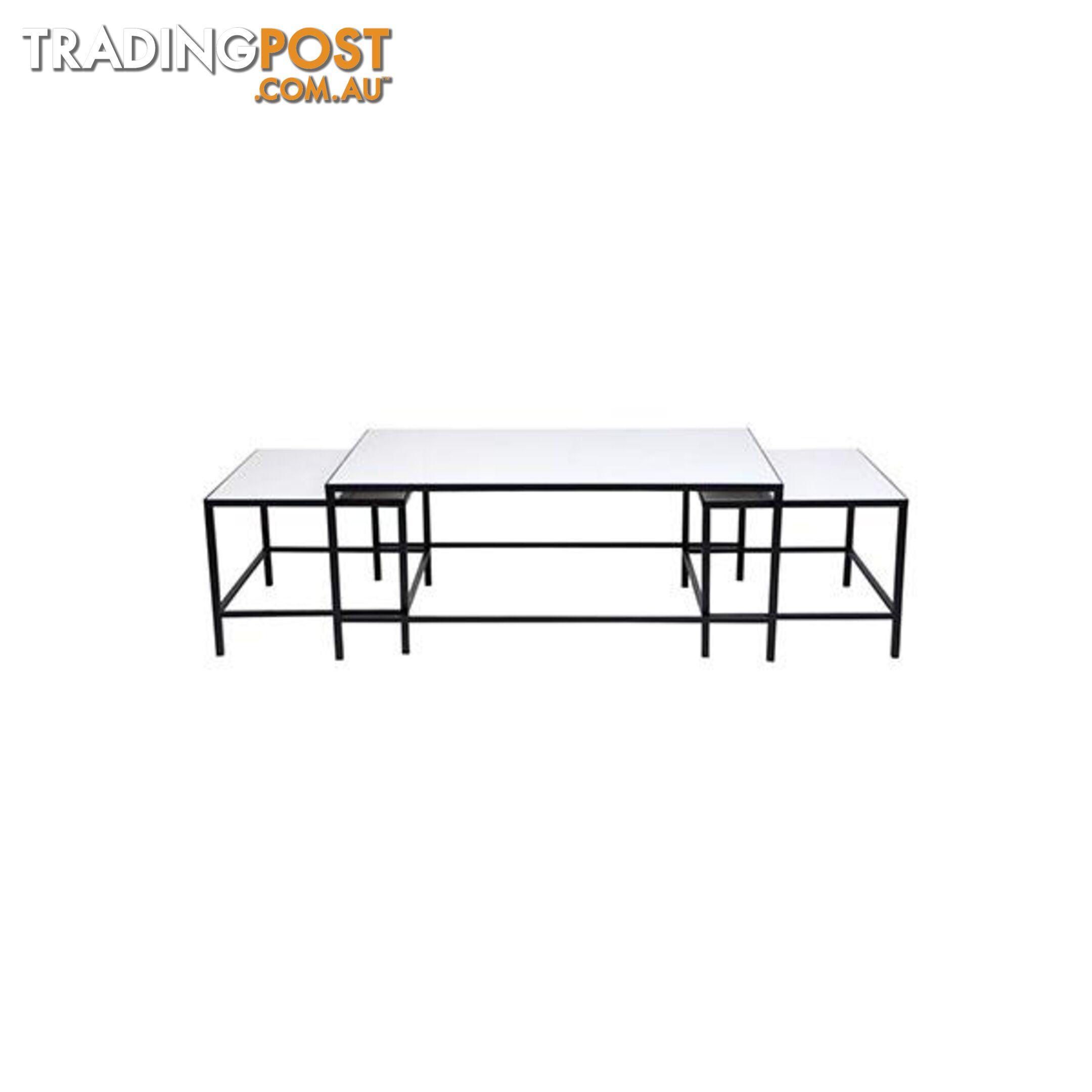 3 Pcs Cocktail Coffee Table White - Coffee Table - 9320294098097