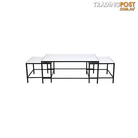 3 Pcs Cocktail Coffee Table White - Coffee Table - 9320294098097