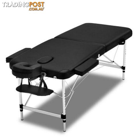 2 Fold Portable Aluminum Massage Bed Black 55cm - Zenses - 9350062228364