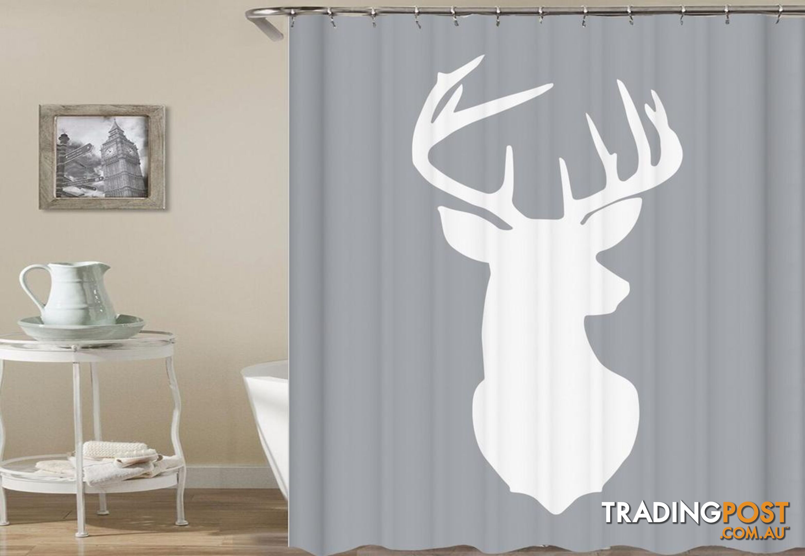 Deer Head Shape Shower Curtain - Curtain - 7427045977433