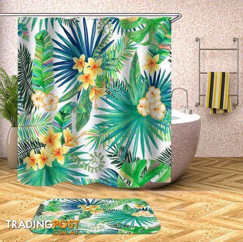 Yellow Tropical Flowers Shower Curtain - Curtains - 7427045949591