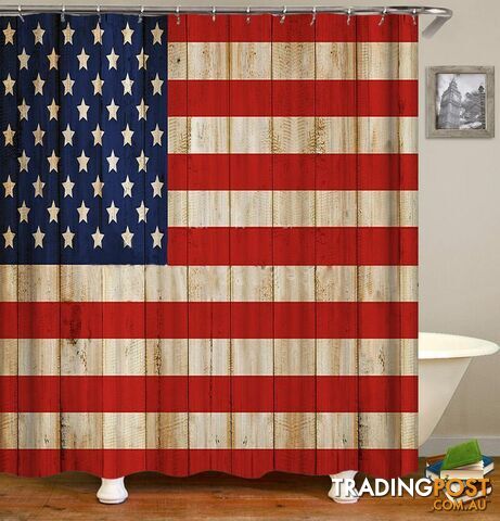 Rustic American Flag Shower Curtain - Curtain - 7427045914230