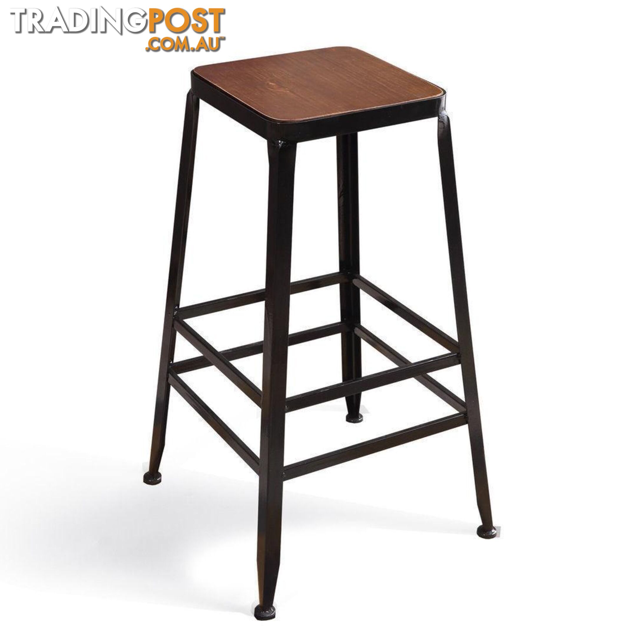 2X Industrial Bar Stool Kitchen Stool Barstools Dining Chair Wood Seat - Unbranded - 787976592301