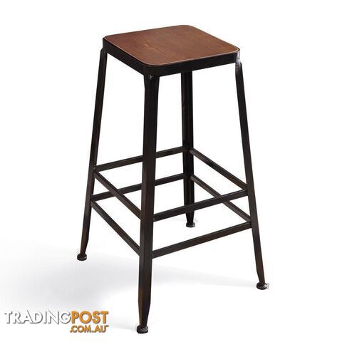 2X Industrial Bar Stool Kitchen Stool Barstools Dining Chair Wood Seat - Unbranded - 787976592301