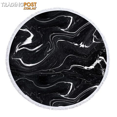 Black and White Marble Beach Towel - Towel - 7427046341080