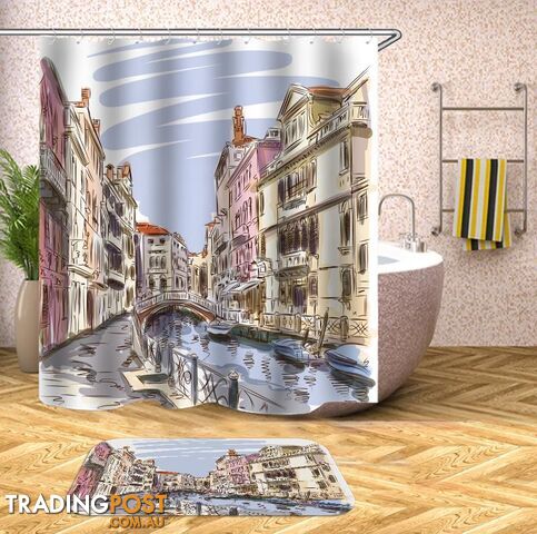 Color Drawing Venice Shower Curtain - Curtain - 7427045984103