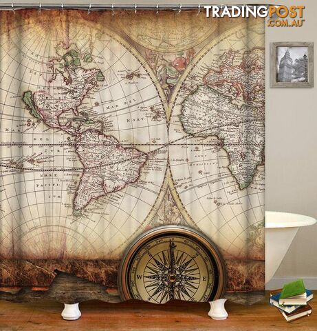 Antiquated World Map Shower Curtain - Curtain - 7427005935800