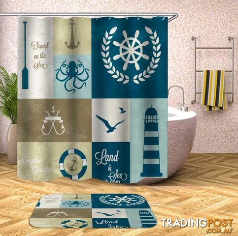 Nautical Theme Shower Curtain - Curtain - 7427046048545