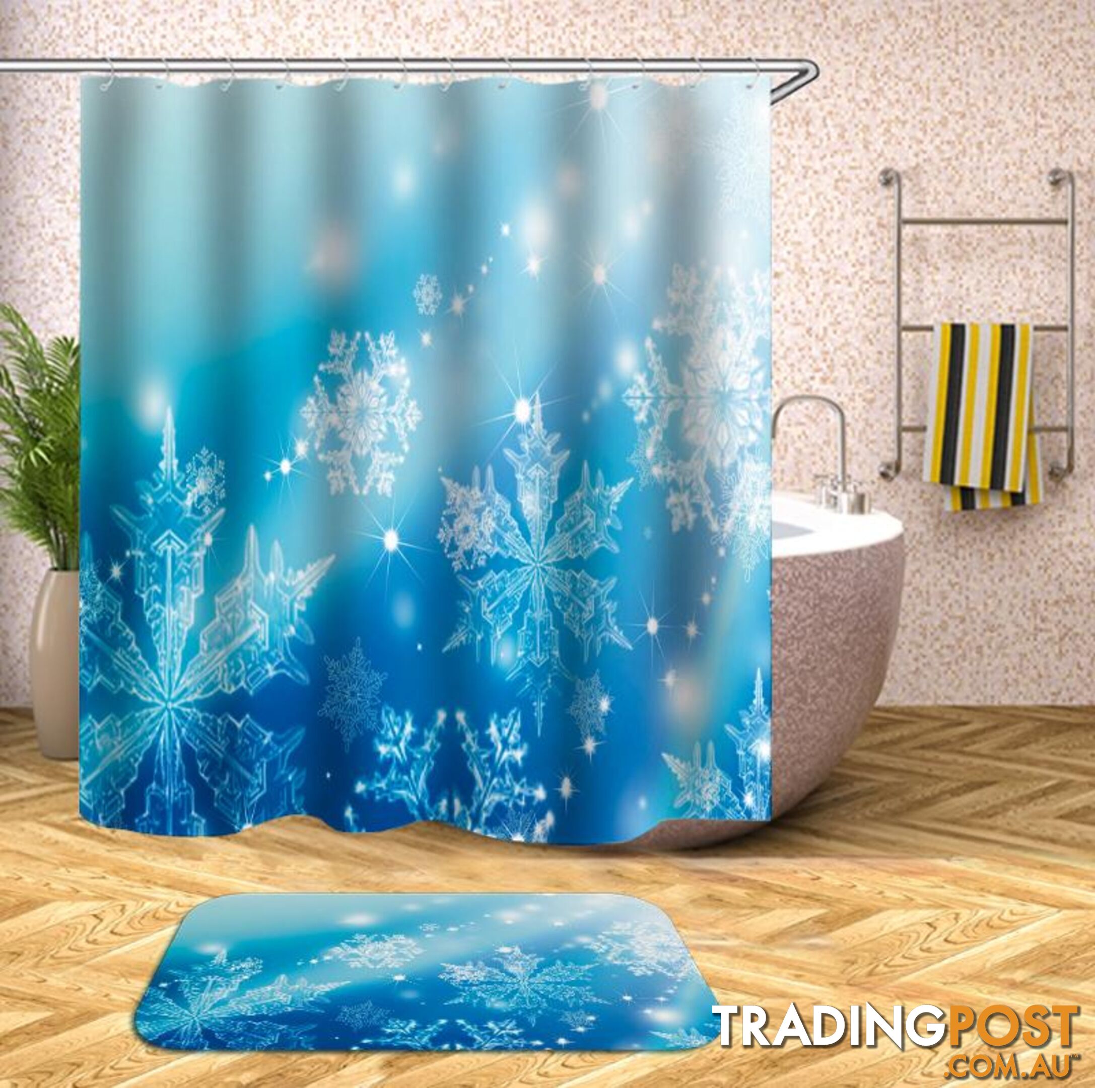 Shiny Snowflakes Shower Curtain - Curtain - 7427045959385