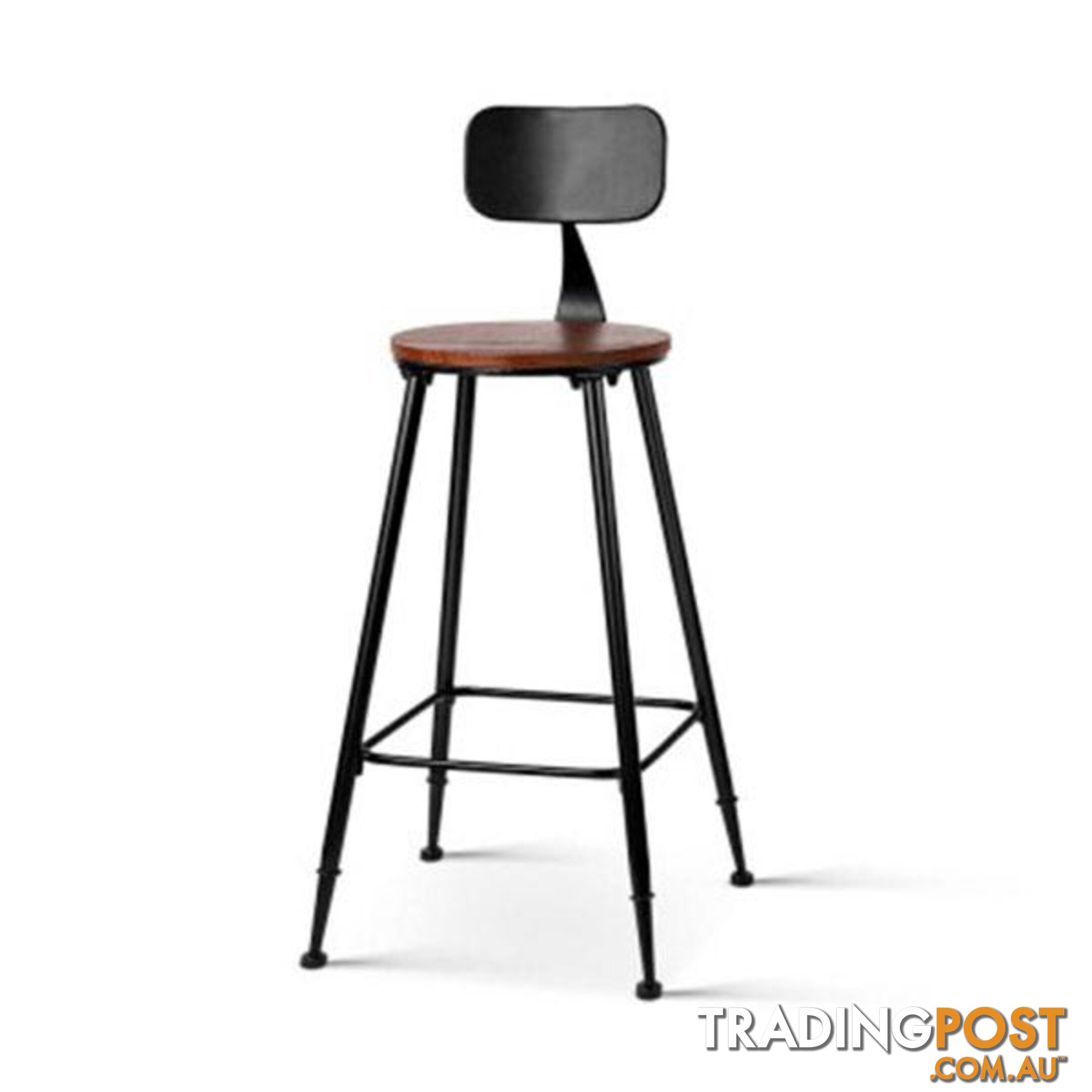 Pine Wood Metal Frame Bar Stools Set of 2 - Artiss - 9350062238004