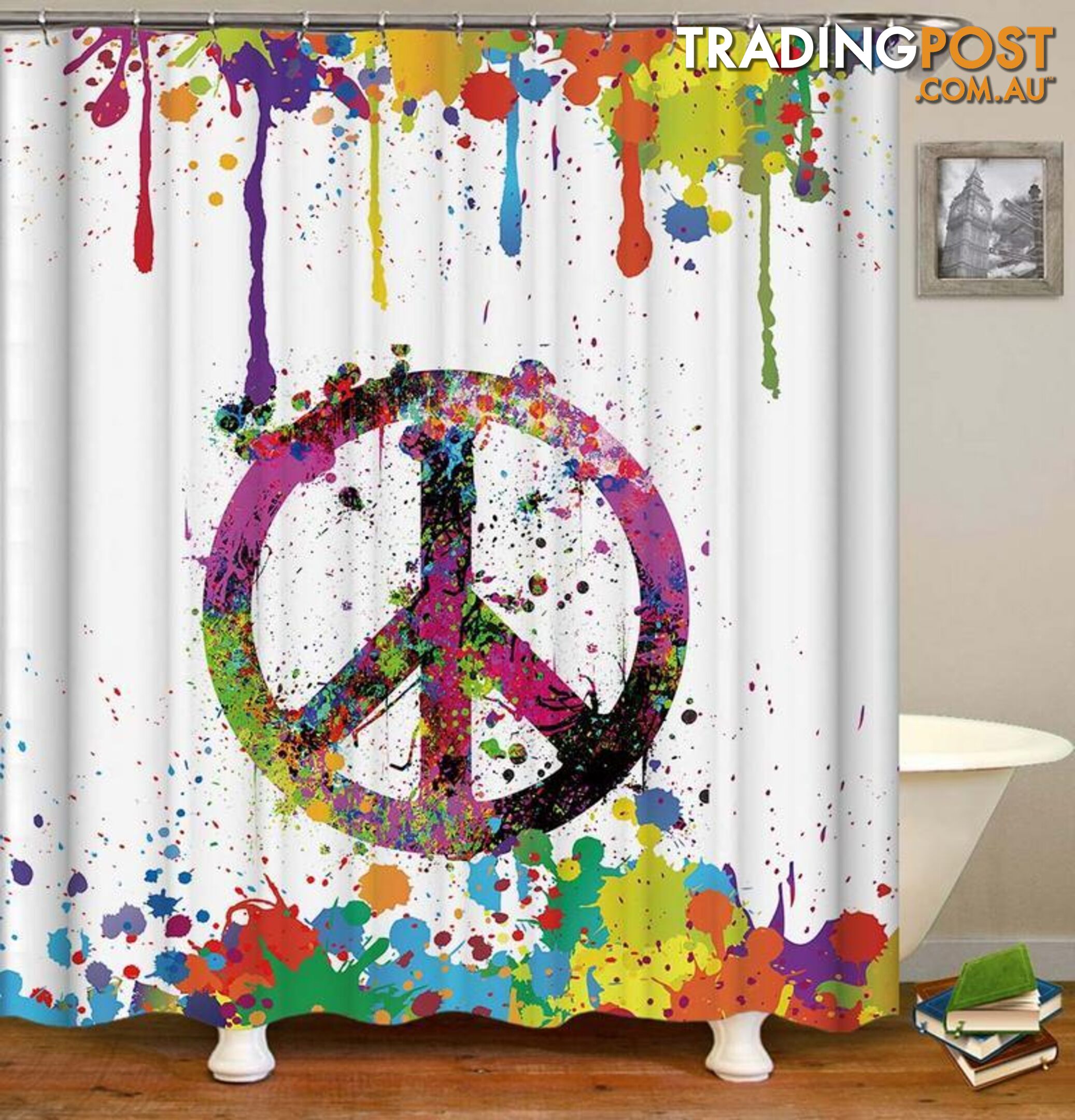 Riot Of Colors Peace Shower Curtain - Curtain - 7427046138659