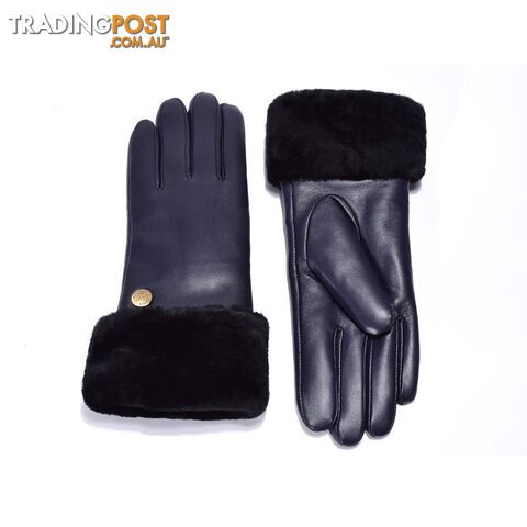 UGG Australian Sheepskin Leather Gloves Navy Womens (Chloe) - UGG - 822427510067