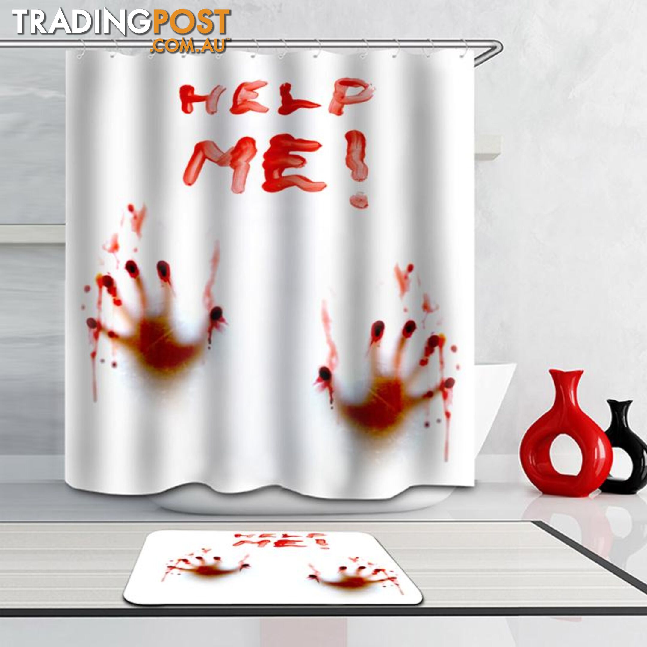 "Help Me(!)" Bloody Hands Shower Curtain - Curtain - 7427005917219