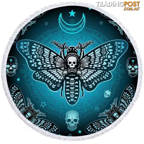 Blue Death Moth Beach Towel - Towel - 7427046321341