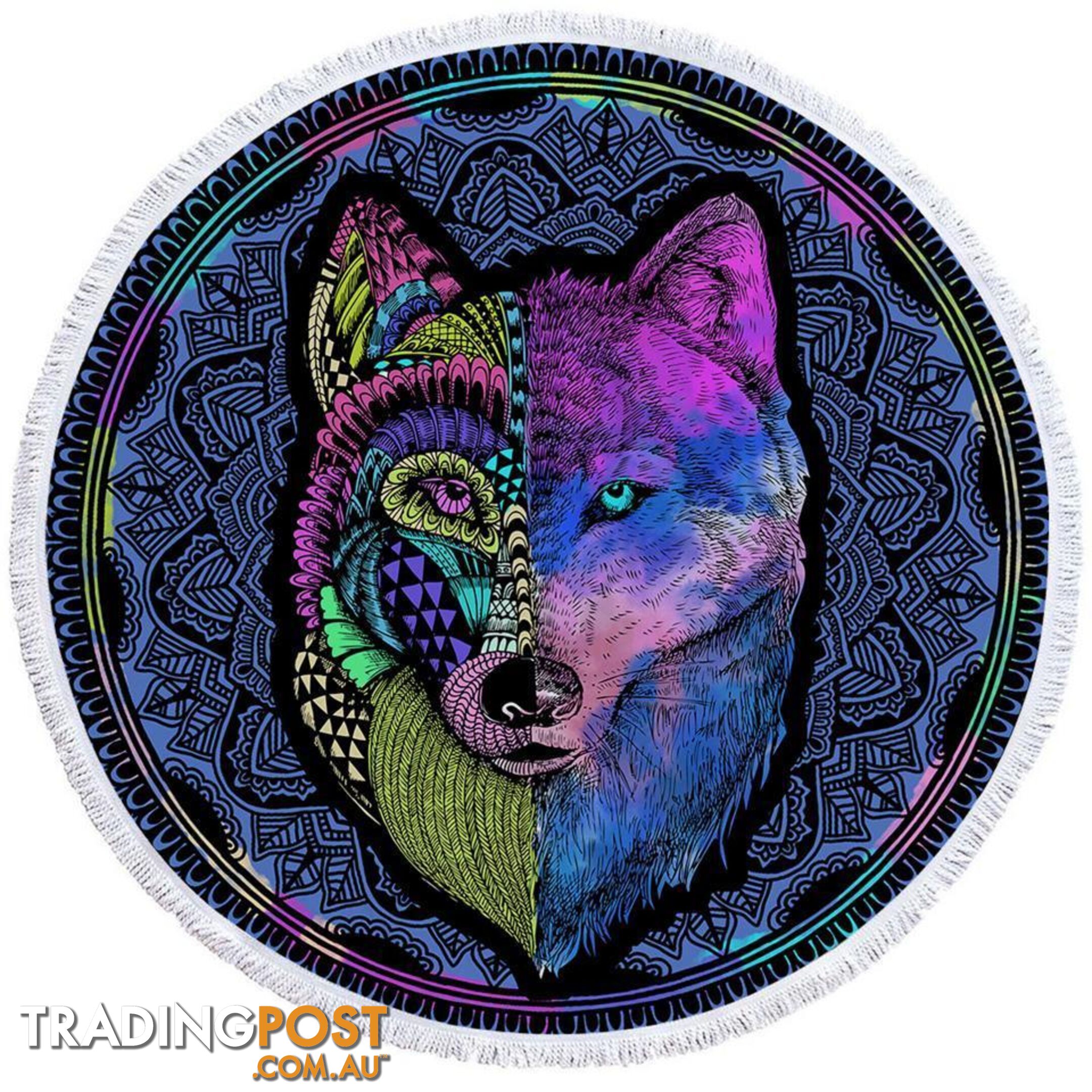 Artistic Purplish Wolf Beach Towel - Towel - 7427046324113