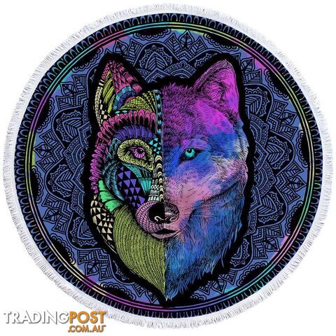 Artistic Purplish Wolf Beach Towel - Towel - 7427046324113