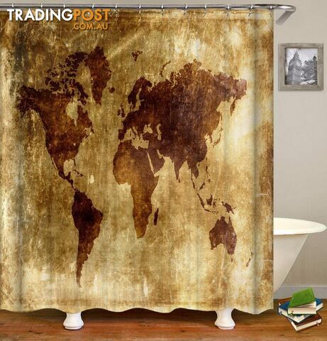 Old Leather Sheet World Map Shower Curtain - Curtain - 7427046005647