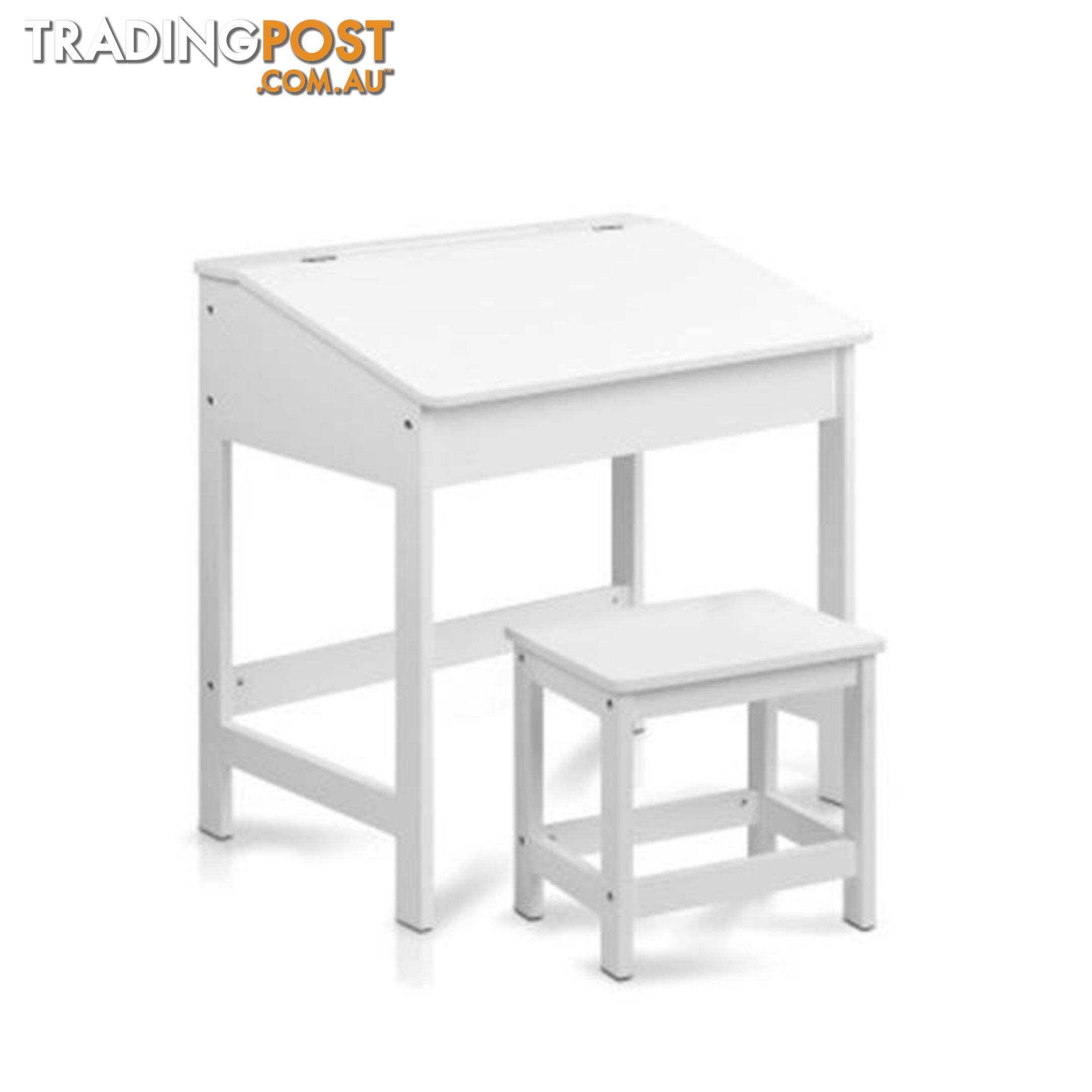 Kids Lift-Top Desk And Stool - White - Artiss - 4344744419657