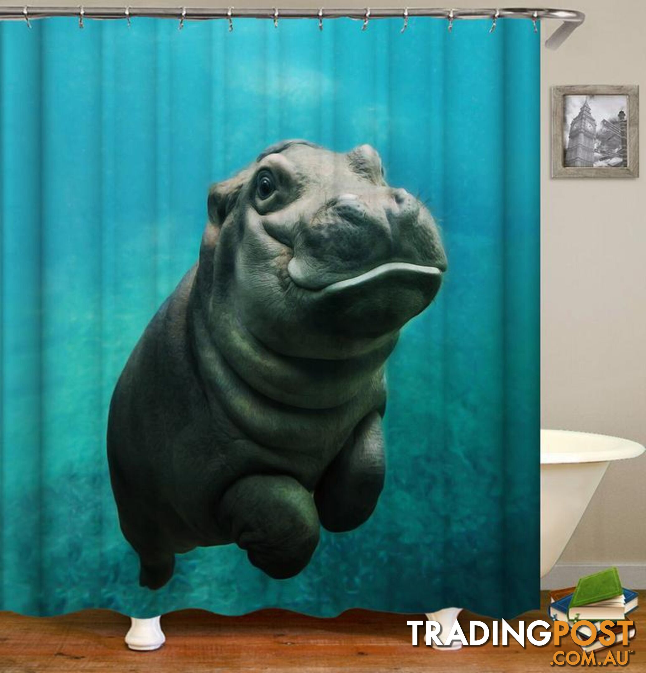 Baby Hippo Shower Curtain - Curtain - 7427045912052