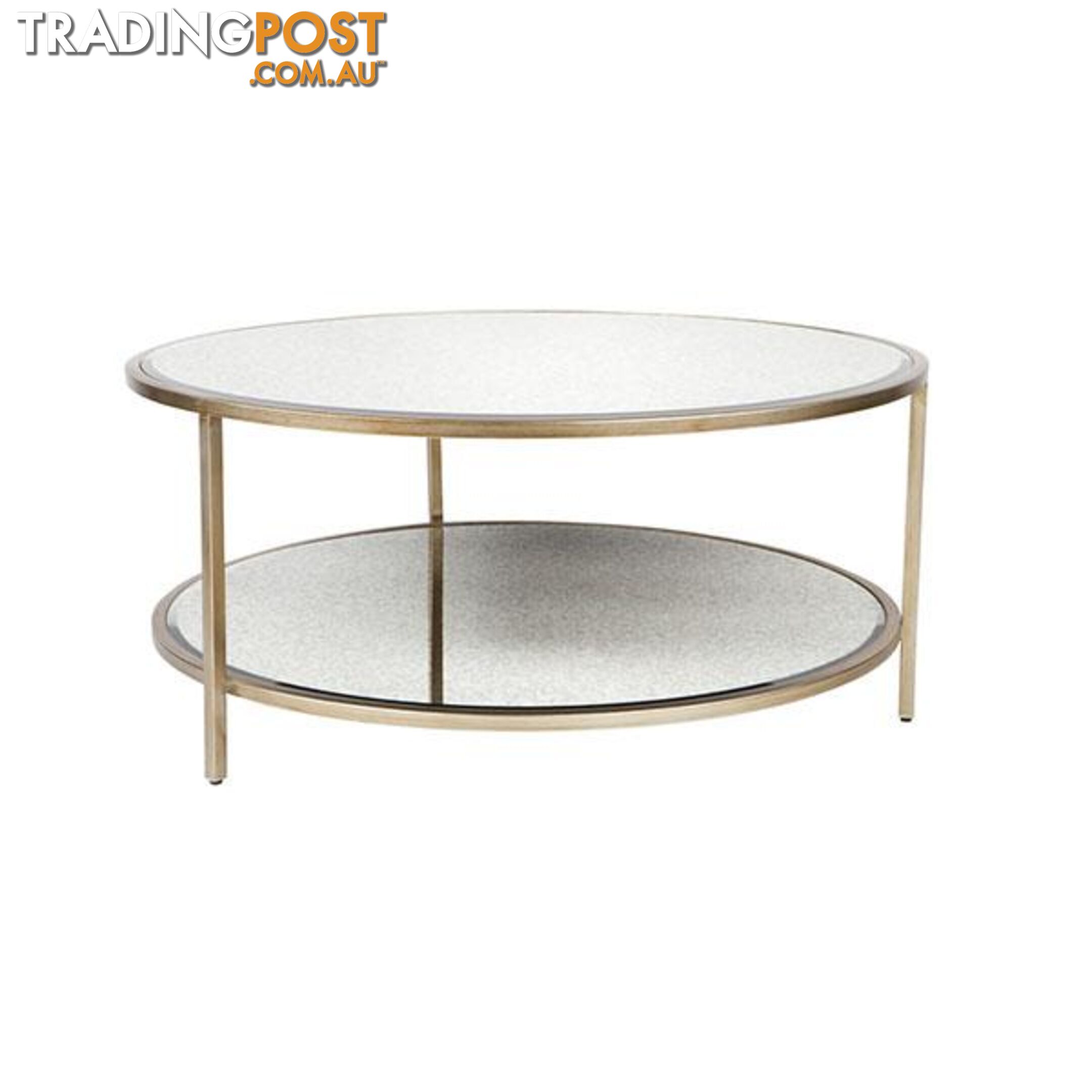 Cocktail Coffee Table Antique Gold Round - Cocktail Table - 9320294107140