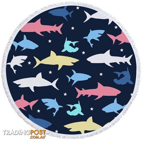 Multi Colored Sharks Beach Towel - Towel - 7427046304726