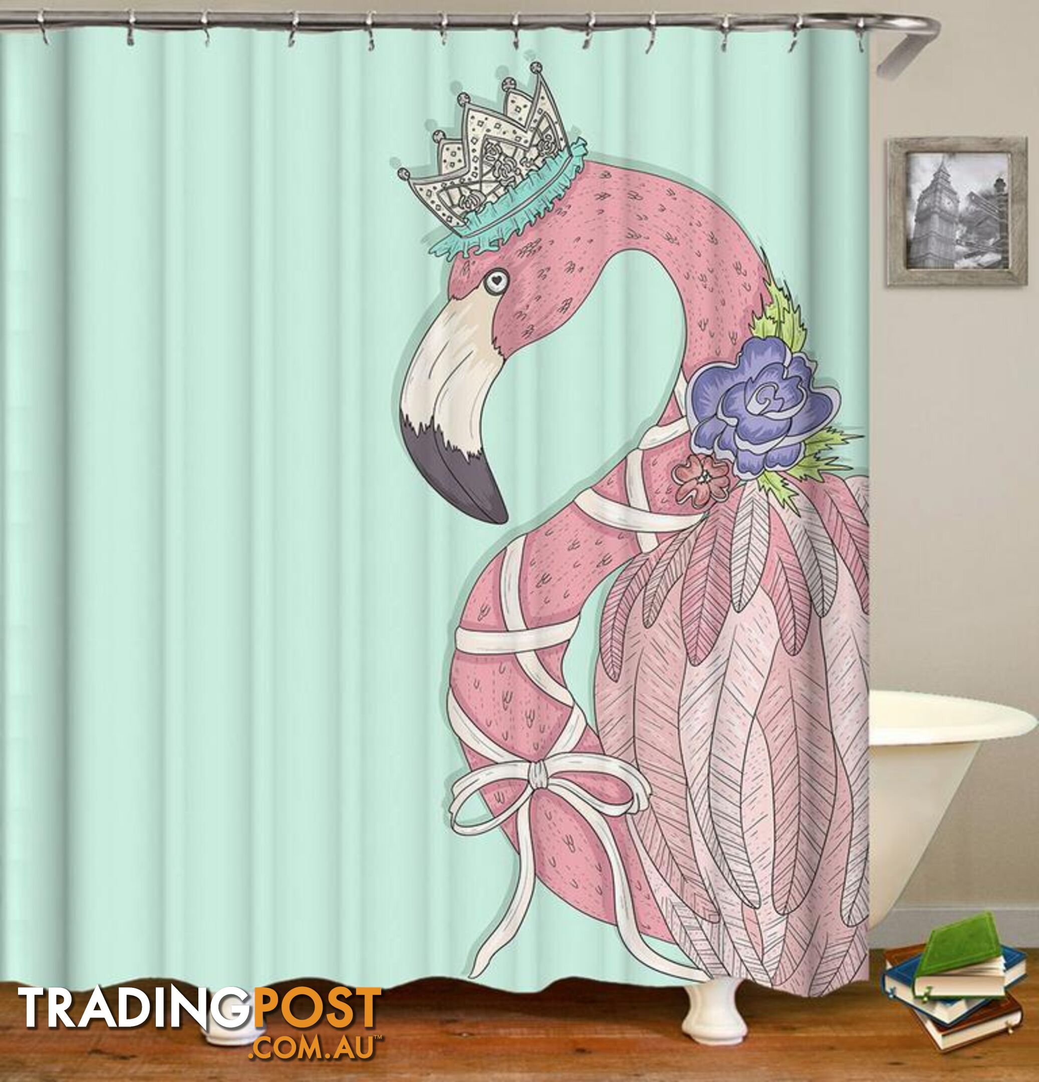 Queen Flamingo Shower Curtain - Curtain - 7427045971370