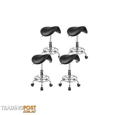 4 Pieces Black Saddle Salon Stool - Salon Stool - 7427046225847