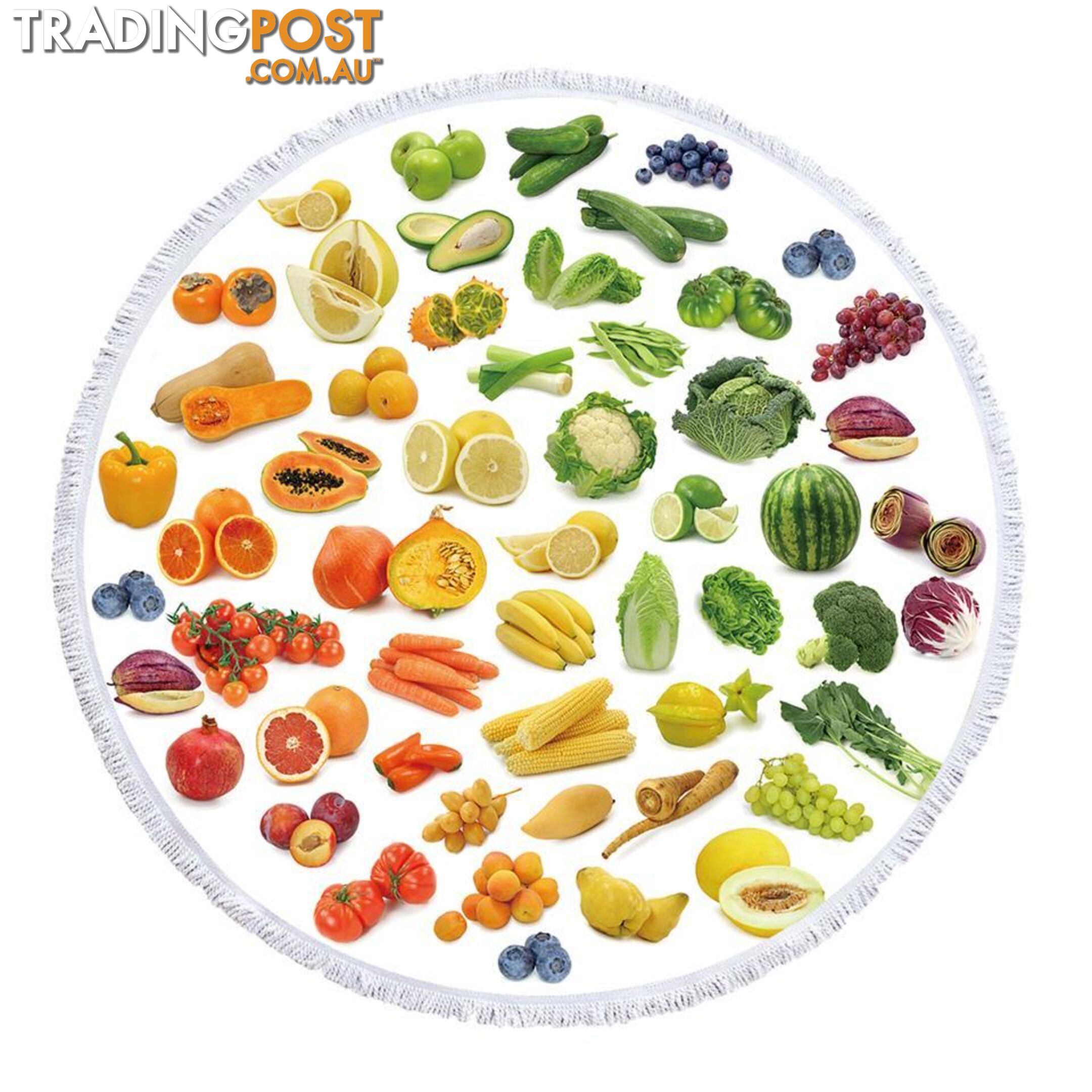 Multi Colored Fruits and Vegetables Beach Towel - Towel - 7427046334457