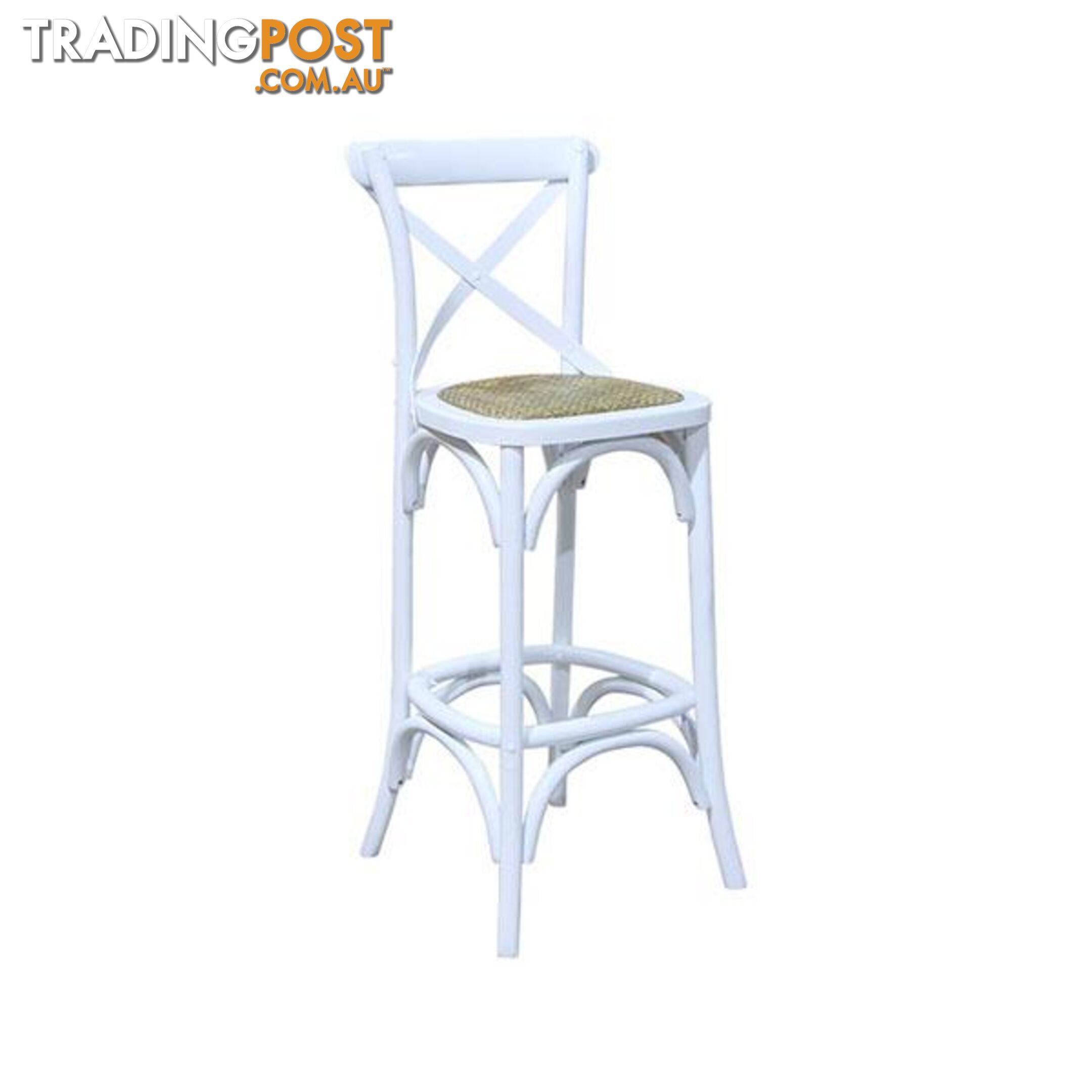 Crossback Barstool Chair White Gloss Bentwood - Bar Stool - 7427046210904