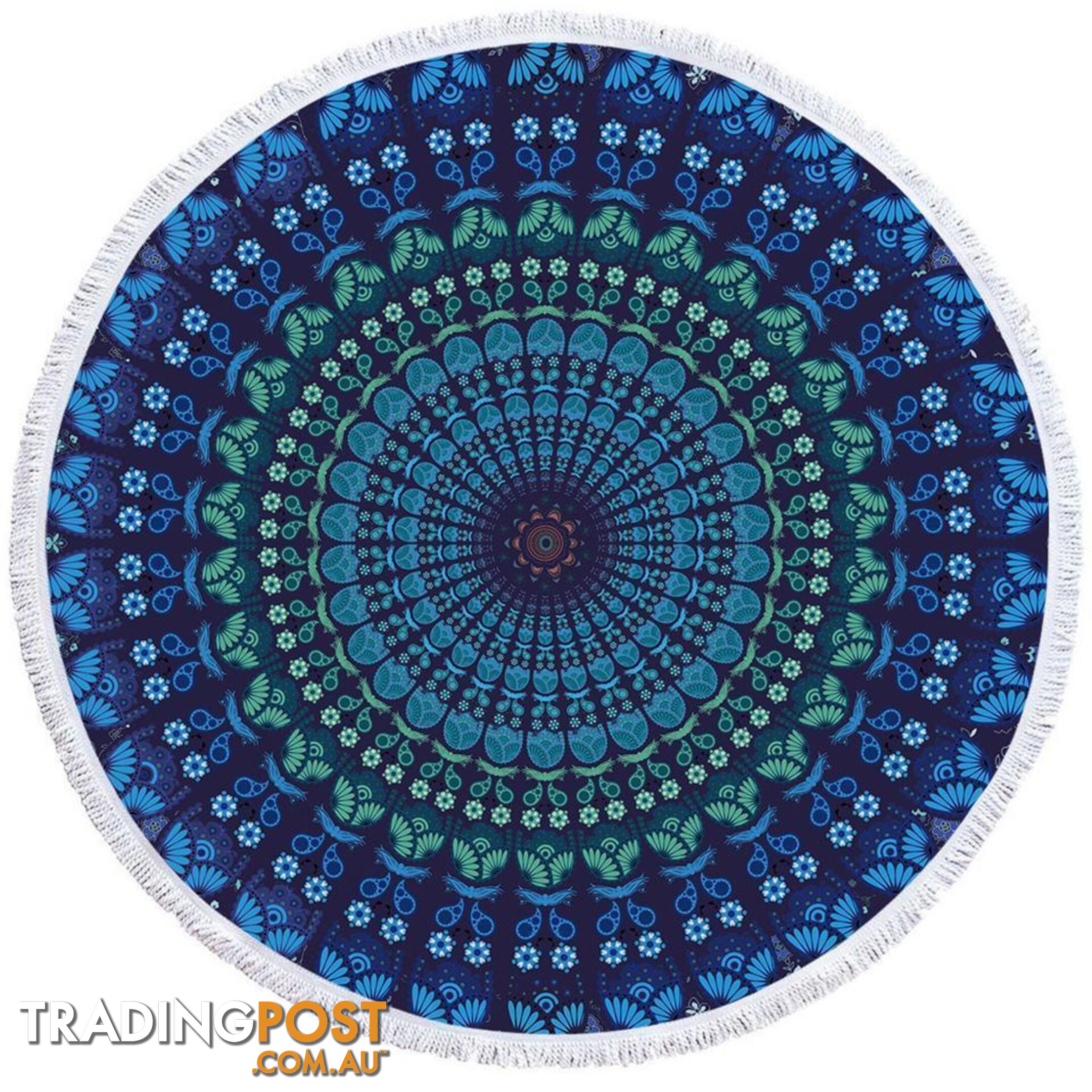 Blue Hues Mandala Circle Beach Towel - Towel - 7427046326711