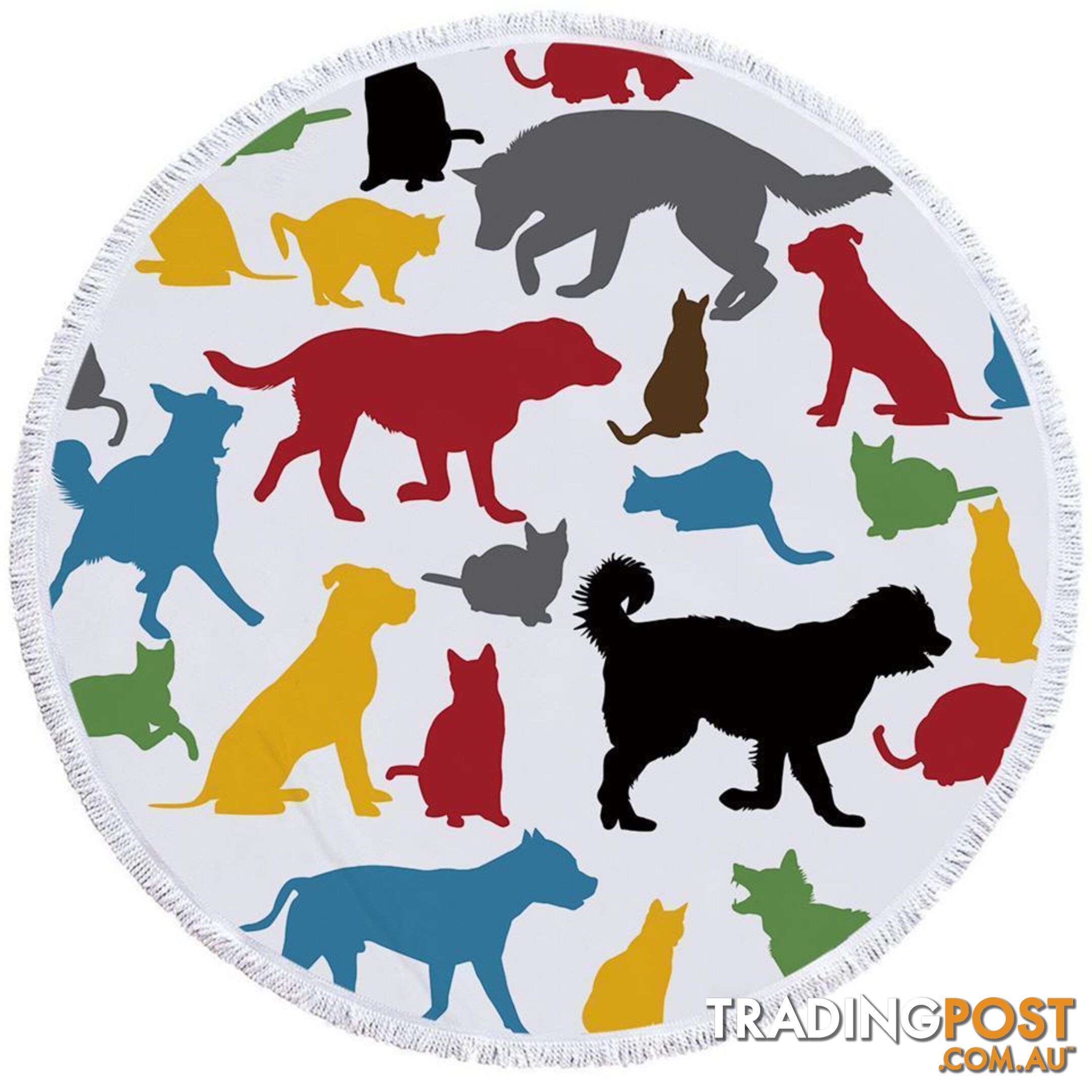 Multi Colored Dogs Silhouettes Beach Towel - Towel - 7427046306249