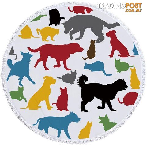 Multi Colored Dogs Silhouettes Beach Towel - Towel - 7427046306249